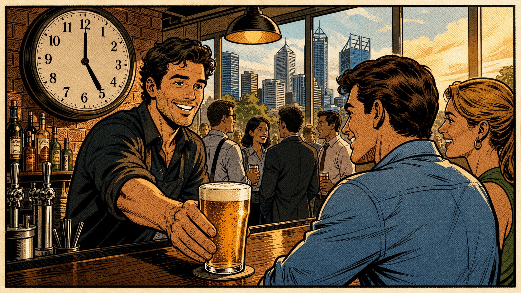 Thursday happy-hour pint in Perth